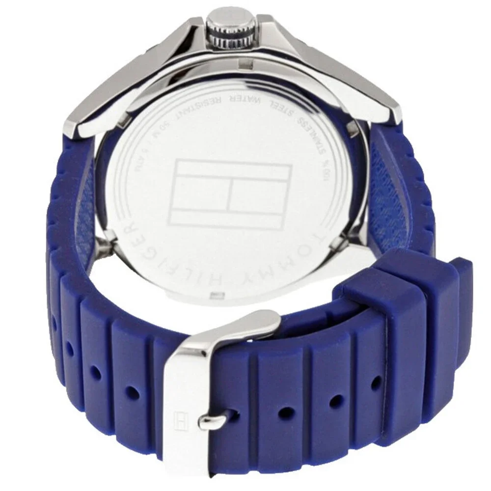 TOMMY HILFIGER 1791204 BLUE DIAL & SILICONE STRAP QUARTZ 46MM MENS WATCH